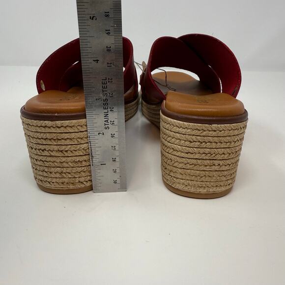 Bertuci Leather Sandals Women's 9.5 (41) Red Espadrilles Wedge Heel Summer NWT - Picture 8 of 15